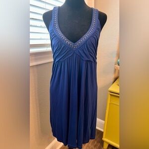 NWT Guess midi halter dress. Beautiful royal blue. Rayon, spandex fabric. Size L